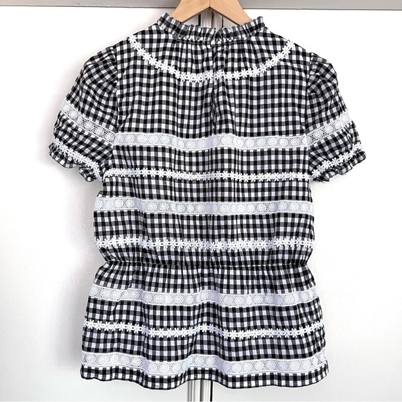 J Crew Gingham Blouse Womens XS Daisy Chain Boho Peasant Feminine Casual - Picture 6 of 10